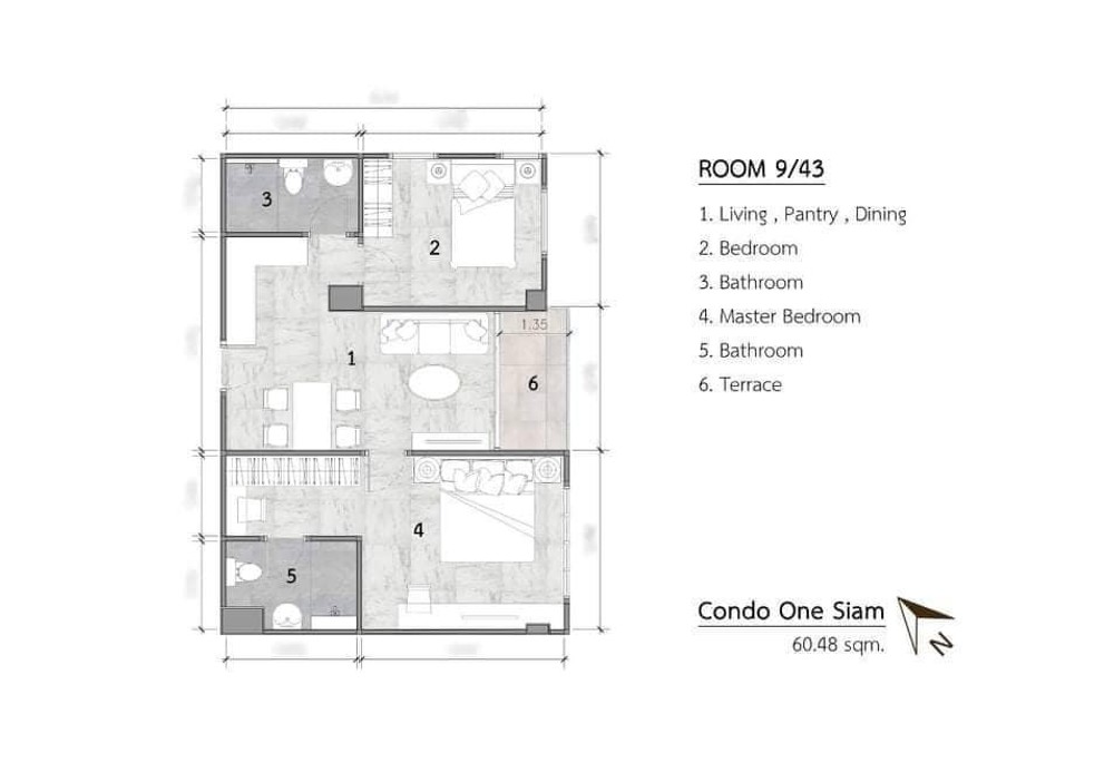 ให้เช่า Condo One Siam ใกล้ BTS สนามกีฬาแห่งชาติ

